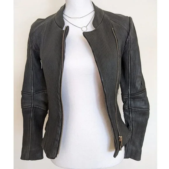 MAJE 'Knight' Leather Jacket size 36 - Picture 5 of 6